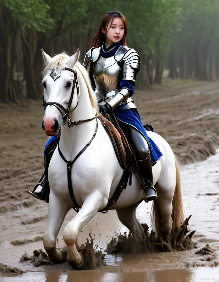 (((masterpiece))),(((Highest quality))),((Tabletop:1.4, Highest quality)), (Realな写真:1.4), 
((1 cute girl knight)),rodeo,Desperate,Don&#39;t make eye contact,round face,
(超High resolution:1.2),, wonderful, Very detailed CG Unity 8k wallpaper, Very detailed, High resolution,draft horse ridden by japanese cute girl,tight,muddy place,Beauty,The horse neighs,Tragic female knight in armor,Sink,In the mud,Plump,
Cold Light, Beautiful detailed girl, Droopy eyes,Very detailedな目と顔, Beautiful and exquisite nose, Beautiful and exquisite, prancing draft horse ridden by a girl can't move because horse and girl soak in the sticky muddy deep pitfall:10.0 , horse falls down ,looks pained ,Surprised face:2.0,Real,Anatomically correct