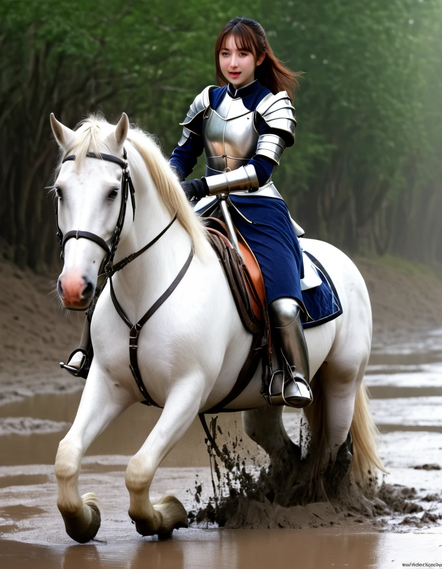 (((masterpiece))),(((Highest quality))),((Tabletop:1.4, Highest quality)), (Realな写真:1.4), 
((1 cute girl knight)),rodeo,Desperate,Don&#39;t make eye contact,round face,
(超High resolution:1.2),, wonderful, Very detailed CG Unity 8k wallpaper, Very detailed, High resolution,draft horse ridden by japanese cute girl,tight,muddy place,Beauty,The horse neighs,Tragic female knight in armor,Sink,In the mud,Plump,
Cold Light, Beautiful detailed girl, Droopy eyes,Very detailedな目と顔, Beautiful and exquisite nose, Beautiful and exquisite, prancing draft horse ridden by a girl can't move because horse and girl soak in the sticky muddy deep pitfall:10.0 , horse falls down ,looks pained ,Surprised face:2.0,Real,Anatomically correct