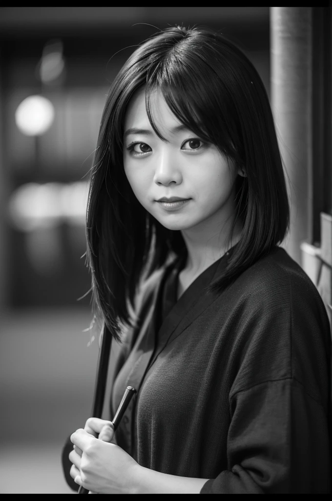 kuchisake-onna, monochrome photo