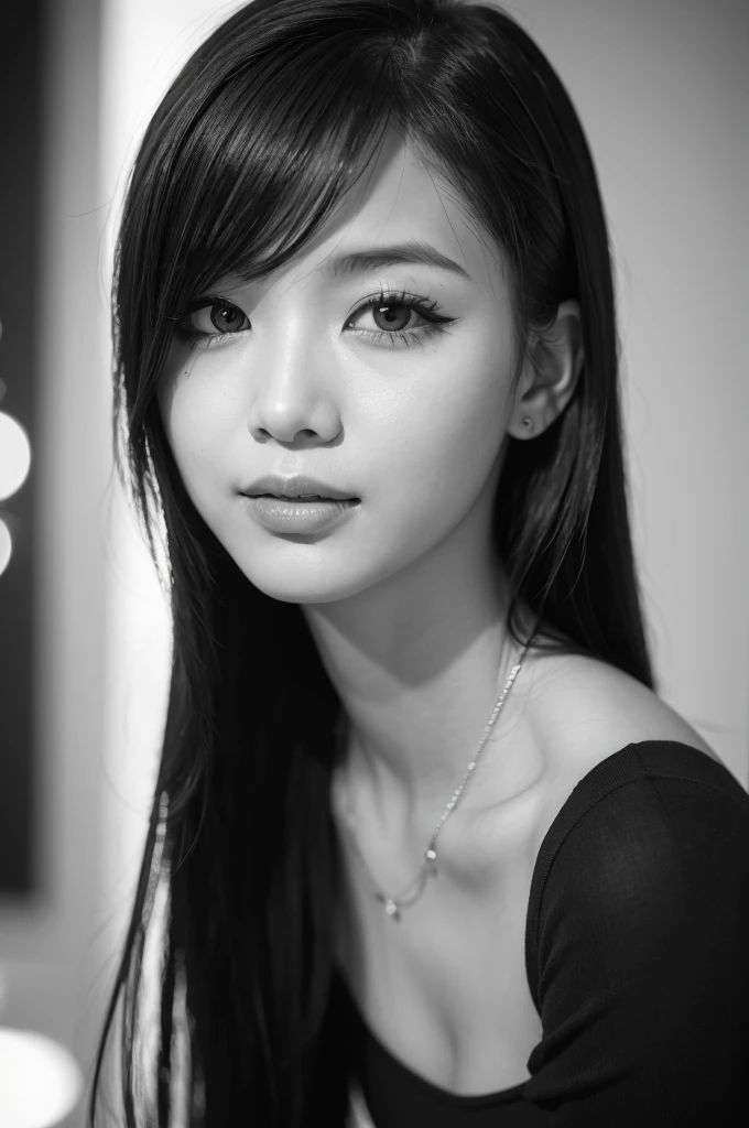 Slit-mouthed woman, monochrome photo