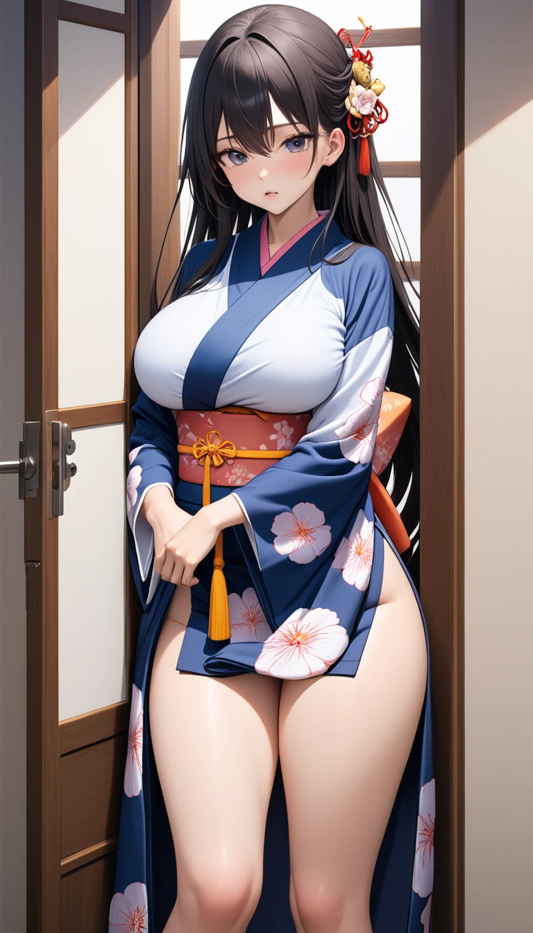 (Highest quality、Masterpiece、Very detailed、8K)、One Woman、Big Breasts、18-year-old、kimono、Thighs、stand