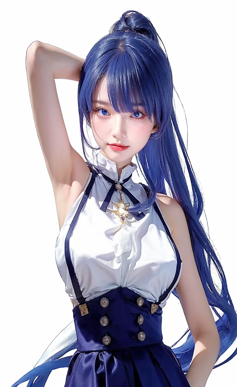 (Best quality, 8k, Masterpiece :1.3), upper bod y, Sharp focus :1.2, Beautiful woman with perfe ct figure, Highly detailed facial and skin textur e, Detailed eyes, Double eyelids, Interior view, :
erpect lighting, Glowing skin,blue hair