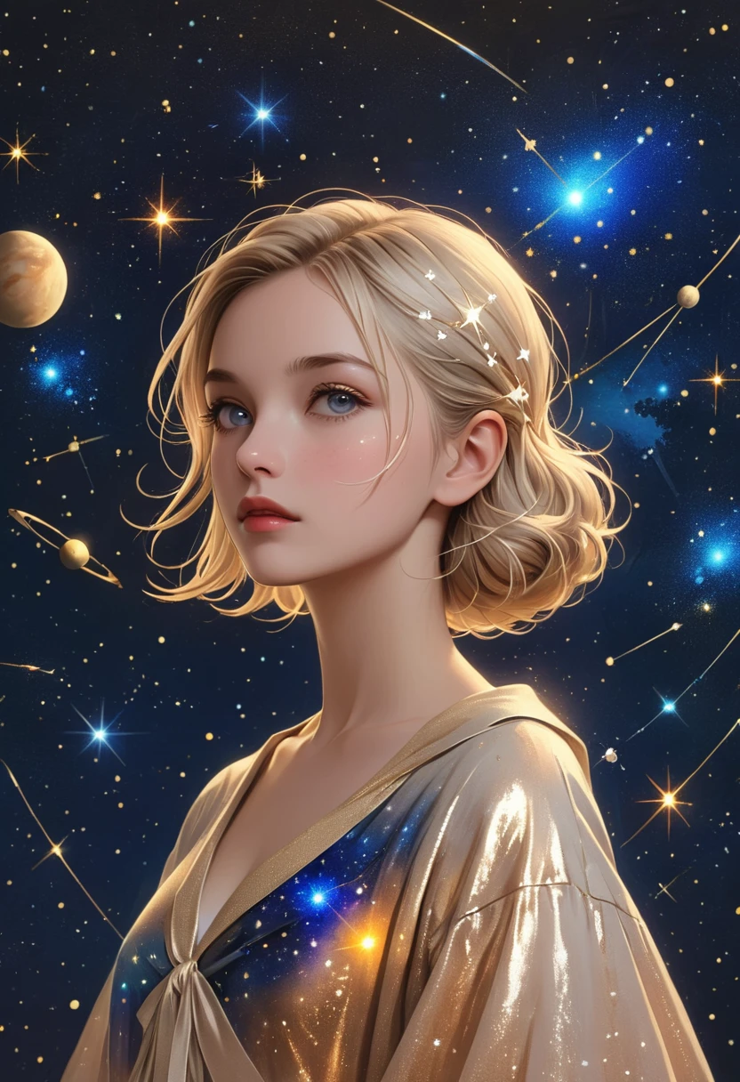 constellation,(masterpiece, best quality:1.2), 1 girl, Solitary