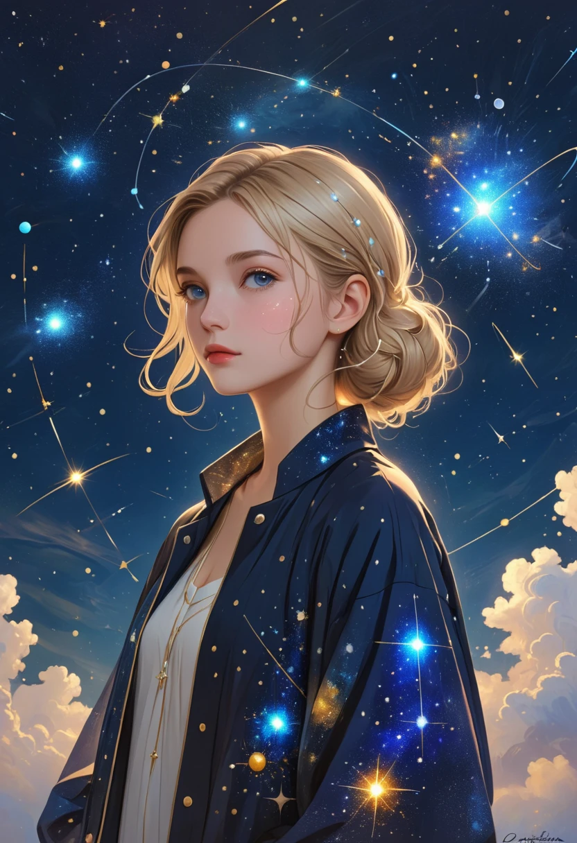 constellation,(masterpiece, best quality:1.2), 1 girl, Solitary