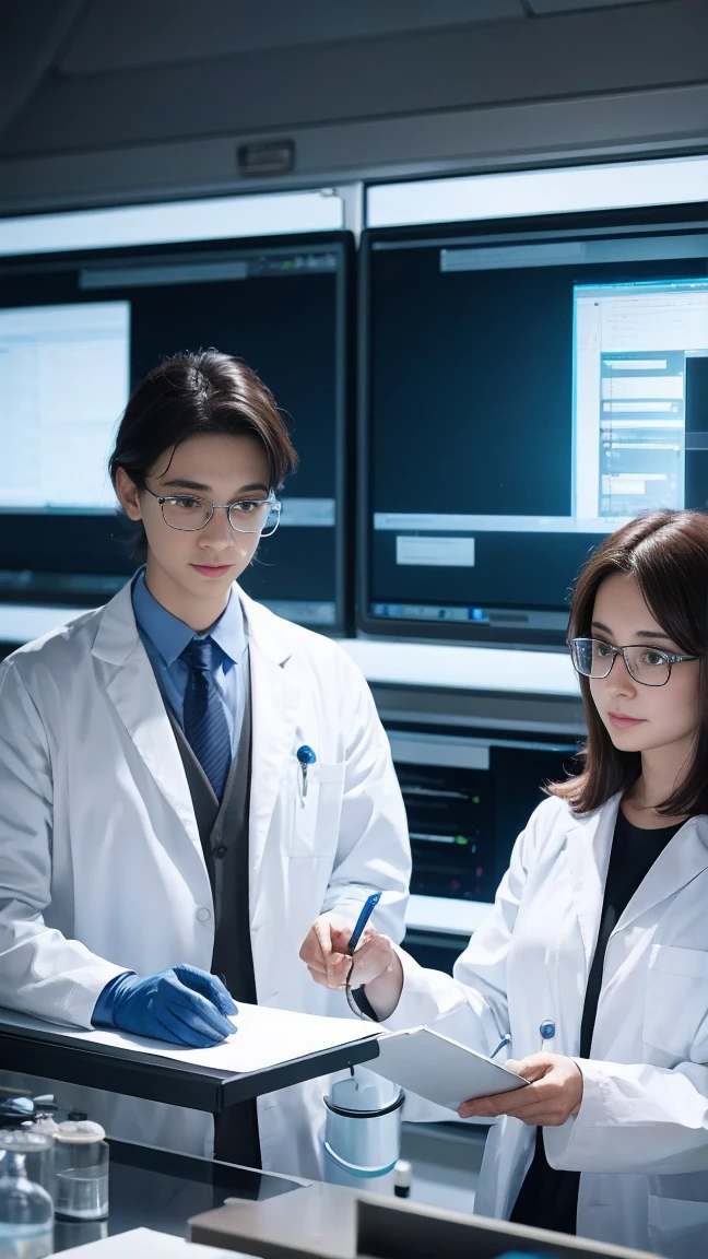 4K/ realistic picture/  Modern scientists conducting research: Modern scientists working in a laboratory.