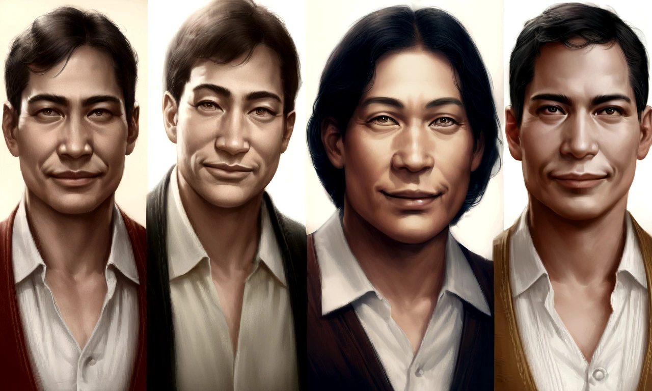 (Highest quality,High resolution),Seated man,(Realistic,Realistic:1.37),Detailed faces and expressions,Kind eyes,smile,Classic portrait style,Warm tones,soft and even lighting,Detailed clothing,Calm and peaceful atmosphere、Looking into the camera、Japan male at 50 years old、Smiling Kindly