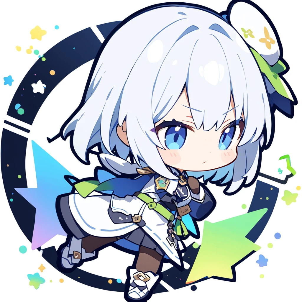 (White background),(Chibi Character:1.4) Third class、solo,full ボディ