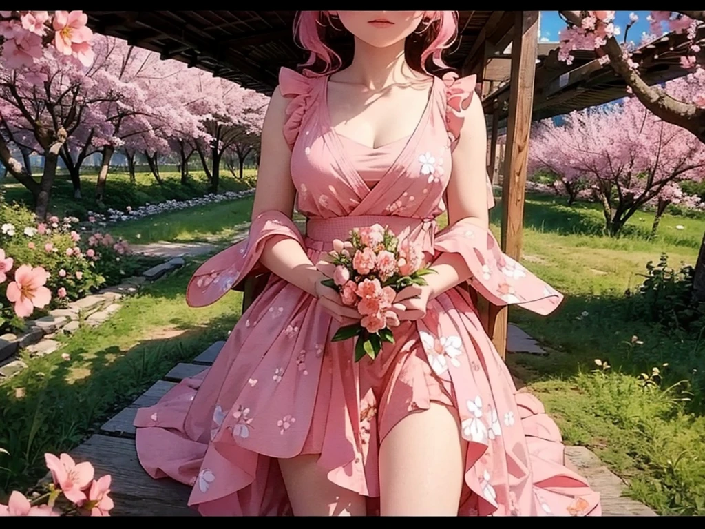 8K HD quality, Pink peach blossom forest. The focus is on the many peach blossoms.