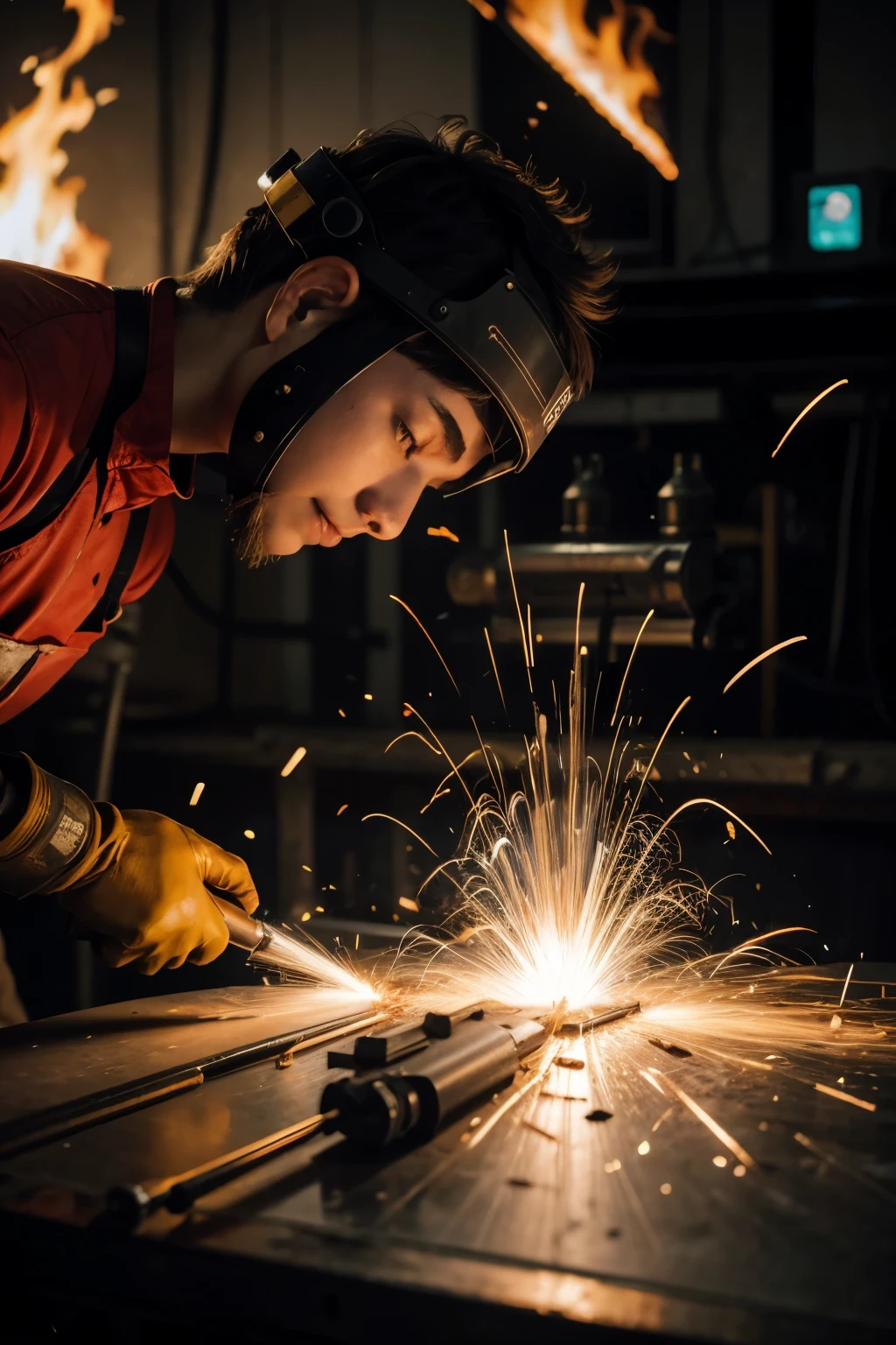 Create for me a fire pattern that the electrode produces when welding