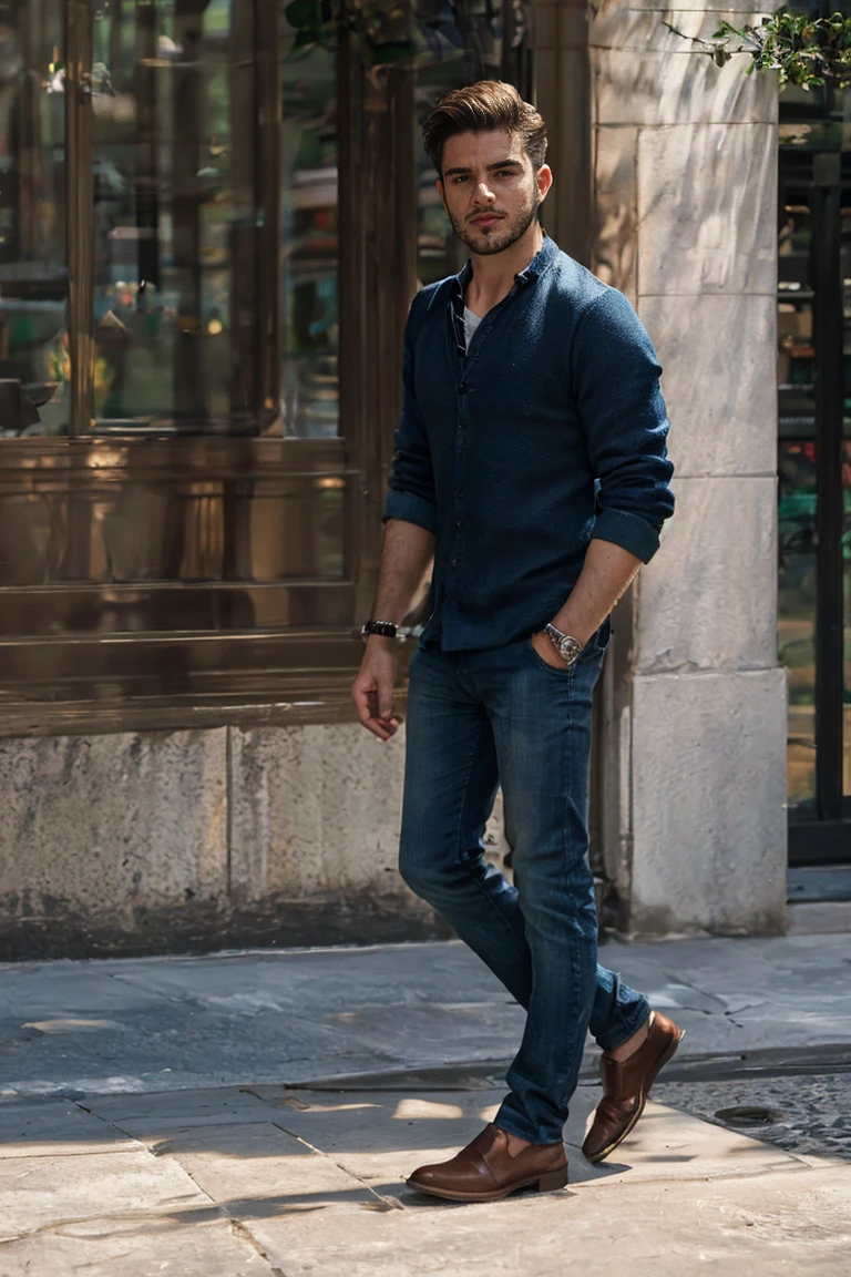 Realistic amateur photo posted to facebook , handsome men , street