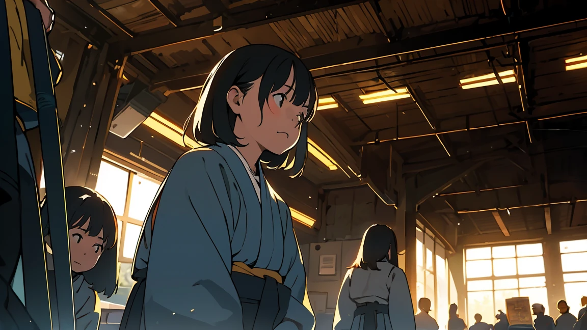 kendo protective equipment,kendo,high school girl,((1people)),Stance,Front-facing angle,Bust-up composition,Chudan-no-kamae,Kendou Shinai,((kendo)),