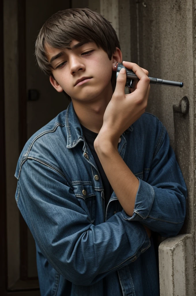 Create a sad, miserable teenager who is shooting himself to death