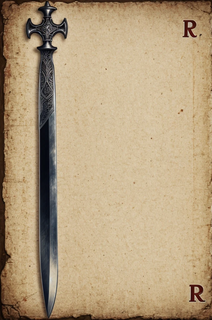 Letter R with sword crossed 
