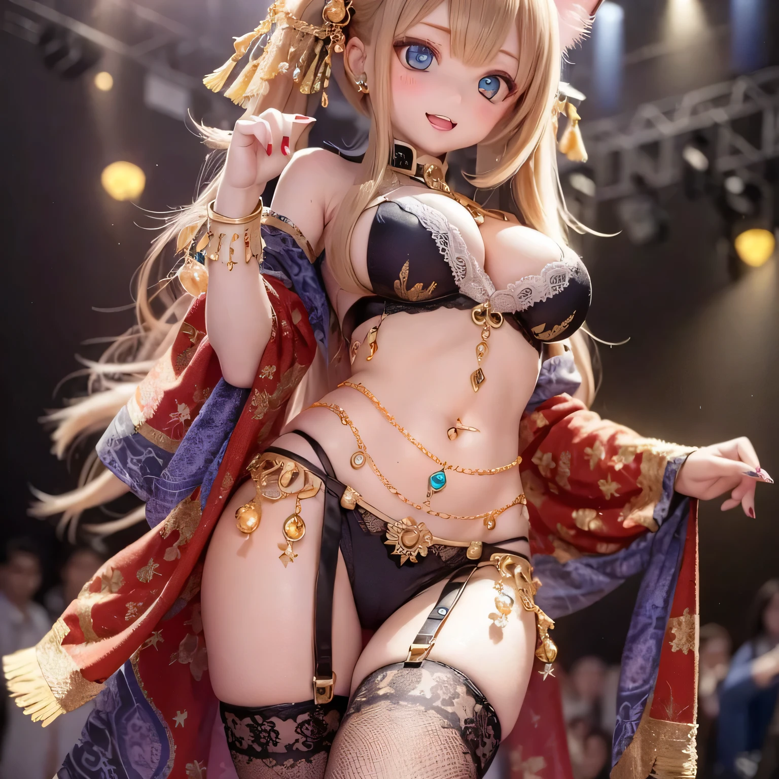A girl with a Sexy pose, wearing sexy lingerie and a garter belt, cat girls'girl'Her large breasts are hidden in her underwear.....: 140cm Bar Stage Voluptuous Body(((((hug my chest)))))
Nipples White Hair Huge Breasts Captivating Smile Tags: Sexy pose, Detailed face, Expressive eyes, Lips become thicker, beautiful girl, Feminine charm, Captivating Gaze, Captivating smile, Confident posture, sexy lingerie, Lace details, Exquisite garter belt, silk fabric, Warm lighting, Captivating color palette, Exquisite detail, Playful expressions (((((Belly dancing on stage)))))