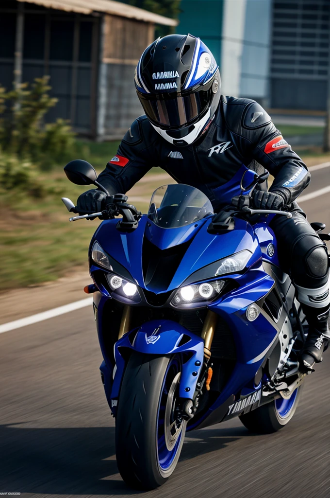 a kid riding a yamaha r1