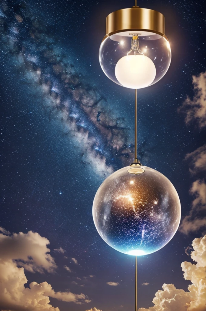 Kpop lightstick design with a milkyway inside the bulb of it