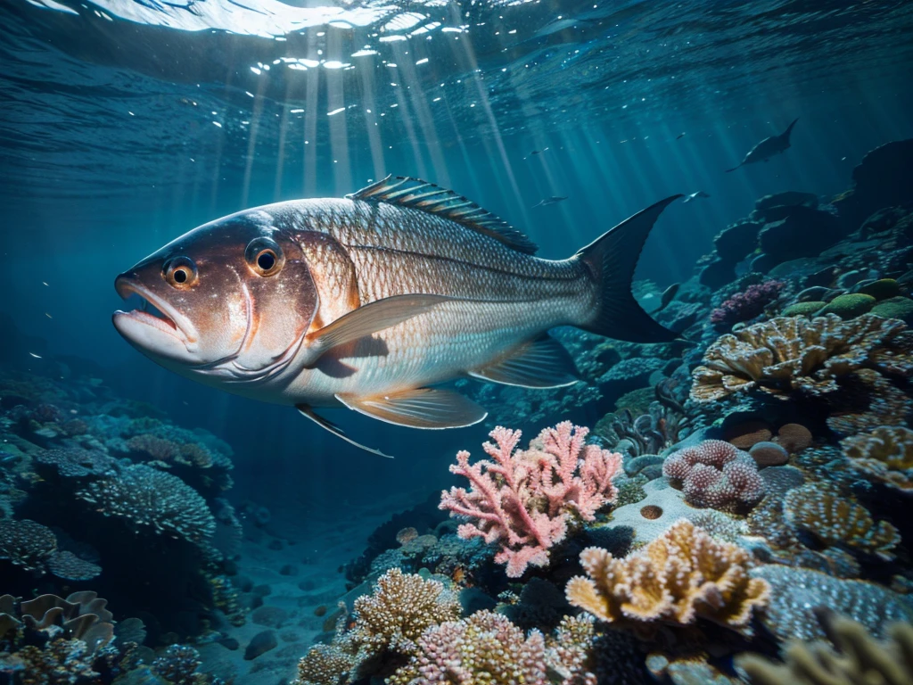 8K picture quality,Best quality,masterpiece,HD,Super rich detail,detailed,Underwater world various deep sea fish dark