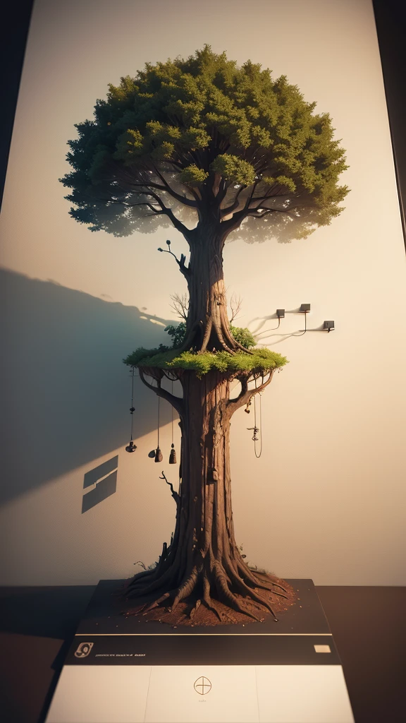 Pi network, icon, fan art, A tree that reflects a philosophy from beginning to end, from small to large 