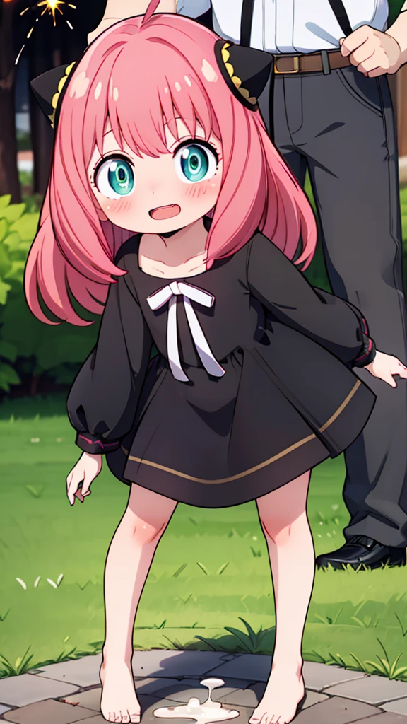 {Highest quality], [Super beautiful], [Ultra fine], [Best illustration], NSFW,girl,Anya,SPY×FAMILY,barefoot,In the woods at night,Fireworks display,Voyeur,(1 male),Chin,Sex,ejaculation,Man and woman having sex,Creampie,A man stands behind a woman,Leaning forward,Sperm dripping,大量,A lot of sperm on the ground, exposed,激しいSex,rape, Troubled eyebrows,smile,Embarrassed,Drooling,be patient,vagina,From below
