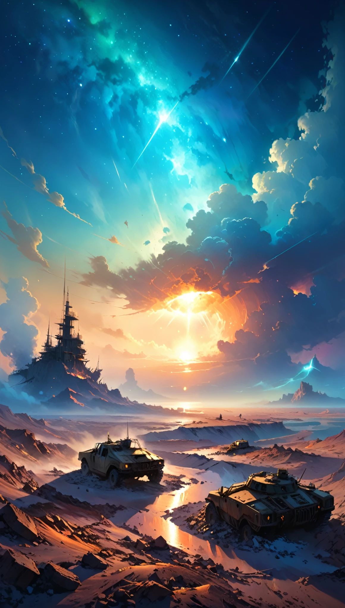 ,a beautiful painting of The Wasteland ,artist by John Harris|lvan Aivazovsky, Trending on artstation.Random photos taken during travel,Radiant Wasteland,Radiant Luminescence