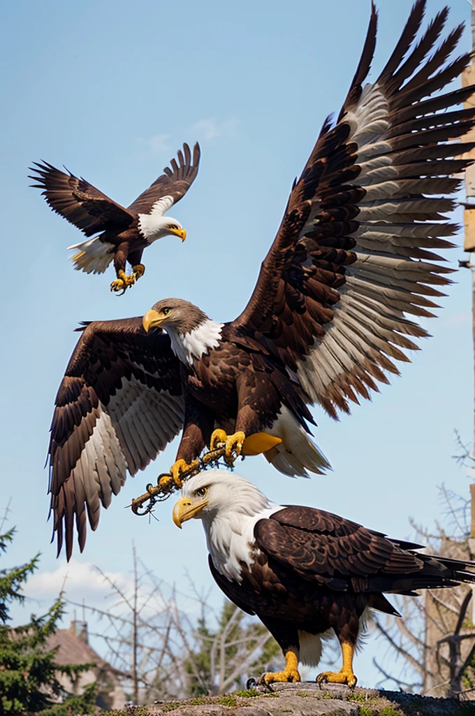 illustration about the fairy tale about the eagle, how he protects his offspring