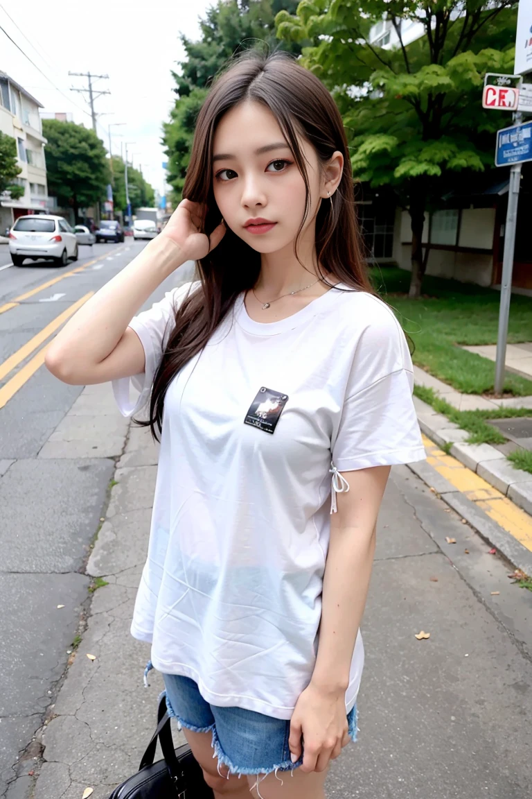 (8K、Rishia's photo、Highest quality、masterpiece:1.2)、Ultra-high resolution、(Realistic、Photorealistic:1.37)、Detailed Shadows、long short、Omertoza、(Full Body Lesbian:1.2)、(One girl)、Long black hair,Animal ears,Beautiful Eyes,Earrings, White short shirt,long black open sweater coat,Blue tie,Black shorts,wet long stocking,Tokyo cityscape,Cityscape,night,Cyberpunk City,Neon Light,(Purelos Face_v1:0.7),Erect nipples