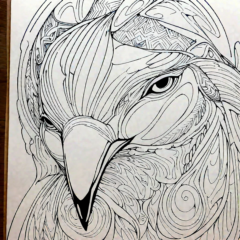 Penguin Drawing, Coloring page, Highly detailed illustration, Highly detailed line art, Very fine line work, Highly detailed portrait, Extremely detailed line work, Highly detailed line art, Highly detailed drawings, Line drawing coloring book, Highly detailed illustration.", Highly detailed portrait, Highly detailed illustration, Highly detailed artwork, detailed digital drawings