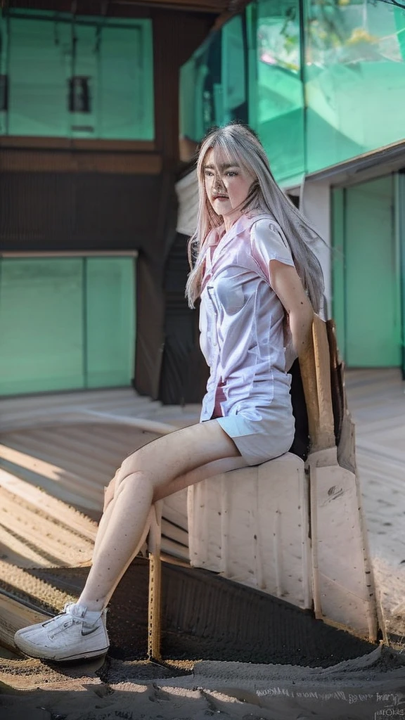 Generate me, an image of an 18 years old Waifu model.
With green hair
Blue eyes
White skin
Super realistic face,
She must be in pink pajamas and a tight bra showing off her body.
Her crotch should be marked