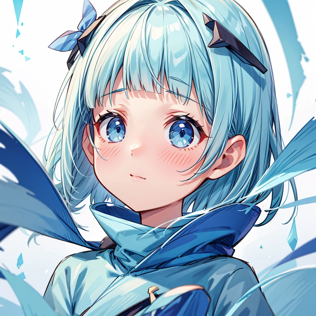 Short bangs、Gentle blue eyes、