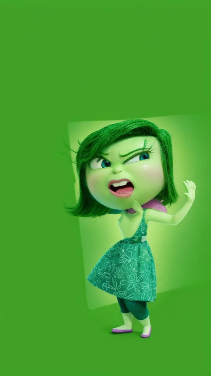 A character from the film "Inside Out" da Disney, white color, that represents the emotion of insecurity, not the size of a person but the size of the ones in the movie
