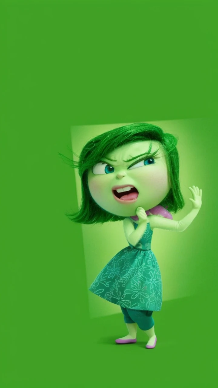 A character from the film "Inside Out" da Disney, white color, that represents the emotion of insecurity, not the size of a person but the size of the ones in the movie