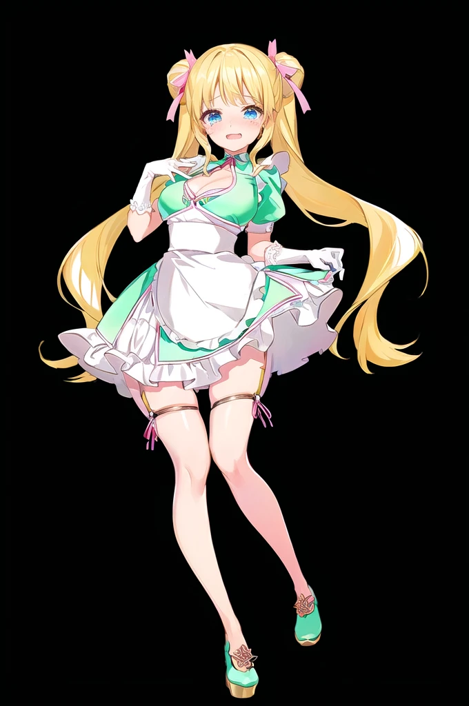 anime girl in Maid clothes holding a cup of coffee, Maid clothesを着たアニメの女の子, Anime Barbie in White Stockings, Gorgeous maid, , Maid clothes, Maid clothesを着たアニメの猫娘, blonde anime girl with long hair, Cute anime waifu in a nice dress, Anime Moe Art Style, Splash Art Anime , birthday、Holding a bouquet、Tears of joy、From the chest up