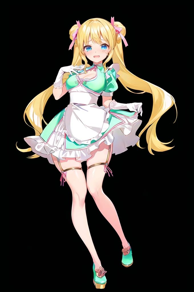 anime girl in Maid clothes holding a cup of coffee, Maid clothesを着たアニメの女の子, Anime Barbie in White Stockings, Gorgeous maid, , Maid clothes, Maid clothesを着たアニメの猫娘, blonde anime girl with long hair, Cute anime waifu in a nice dress, Anime Moe Art Style, Splash Art Anime , birthday、Holding a bouquet、Tears of joy、From the chest up