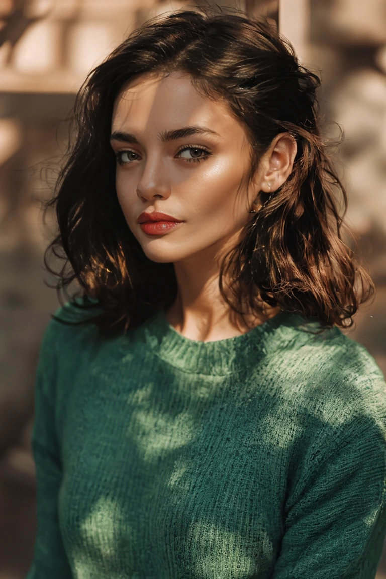 Stunning brunette woman with freckles, Portra 400 film photo, analog inspiration