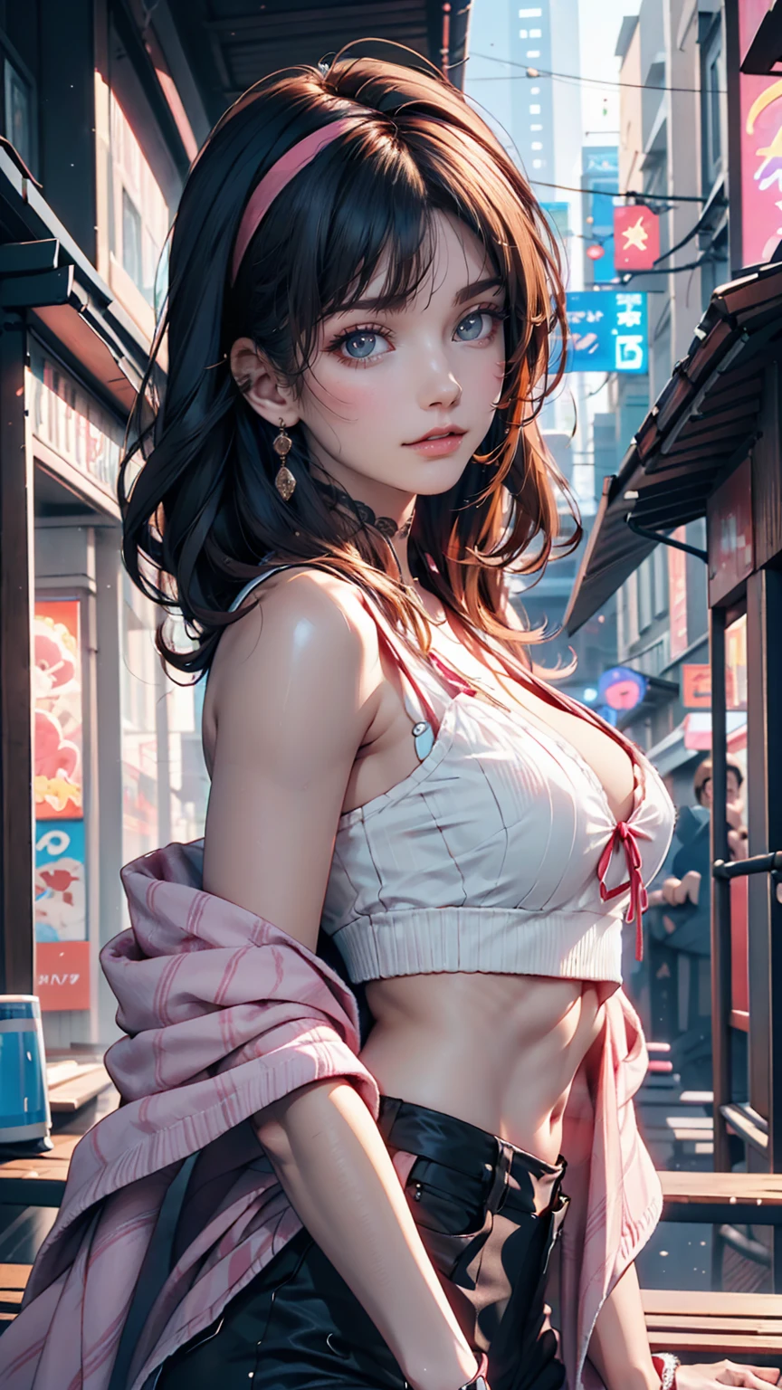 Close-up of a person wearing a headband, Digital Art inspired by Yanjun Cheng, tumbler, Digital Art, Vibrant fan art, Portrait of Rofi, Gweiz-style artwork, Neo Vaporwave, Colorful digital painting, Cyber aesthetics, K-POPアイドルのポートレート, Yanjun Chent, Digital anime illustration, NFT Portrait, Digital Cyberpunk Anime Art.