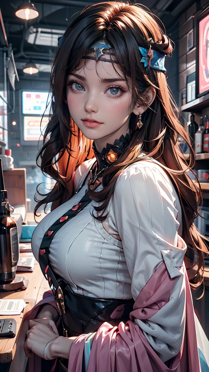 Close-up of a person wearing a headband, Digital Art inspired by Yanjun Cheng, tumbler, Digital Art, Vibrant fan art, Portrait of Rofi, Gweiz-style artwork, Neo Vaporwave, Colorful digital painting, Cyber aesthetics, K-POPアイドルのポートレート, Yanjun Chent, Digital anime illustration, NFT Portrait, Digital Cyberpunk Anime Art.