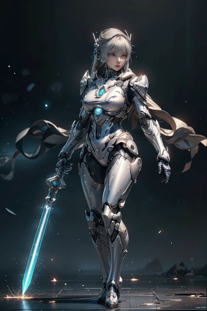 Complex and gorgeous anime CGI style, Very detailedファンタジーキャラクター, 4K high resolution digital art, Karol Bak Oud, 宇宙のサイボーグgoddess, Beautiful digital art, 2. 5D CGI Anime Fantasy Artwork, goddess. Very detailed, Portrait of a cyborg queen, Very detailedgoddessのショット, Half Body Machine, Inorganic, Next-generation high-performance cyborgs, goddess of Machines, The perfect cyborg, The ultimate replicant, A masterpiece created by ultra-high performance AI, The ultimate weapon, Highest quality, The perfect angle, Perfect composition, Sharp contours, Best Shot, Perfect shape, Perfect model style, Very beautiful and detailed, Hollow Eyes, Blue eyes without pupils