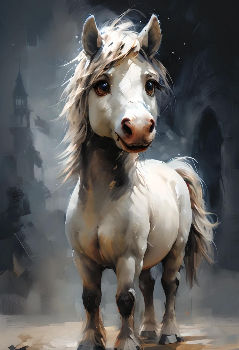 *Masterpiece Illustration a painting of a horse with a smile on it's face,zhibi, funy cartoon, cgi art, inspired by Mort Künstler, exaggerated expression, black background hyperrealism, by Václav Brožík, insane face, by Koloman Sokol, serious cartoon, cgi society, author unknown, incredulous, cartoon texture, high quality ultra detailed illustration, 16k 