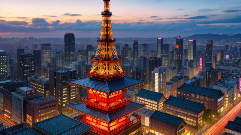 japanes Beautie　８K　RAW Photography　Background with　Tokyo Tower　image　