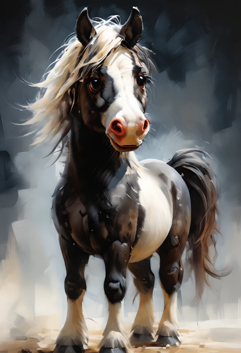 *Masterpiece Illustration a painting of a horse with a smile on it's face,zhibi, funy cartoon, cgi art, inspired by Mort Künstler, exaggerated expression, black background hyperrealism, by Václav Brožík, insane face, by Koloman Sokol, serious cartoon, cgi society, author unknown, incredulous, cartoon texture, high quality ultra detailed illustration, 16k, cartooneffects one