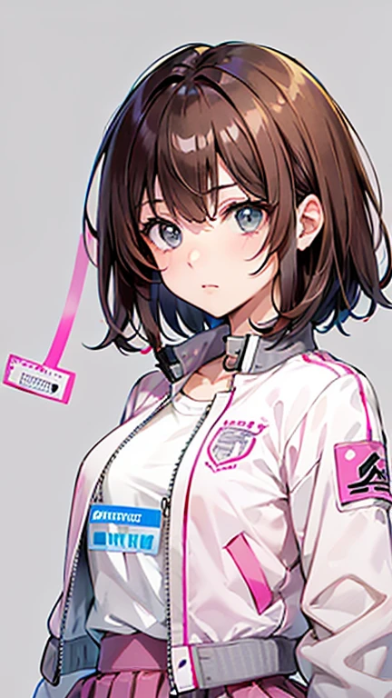 NishizumiMaho,
One Woman,
(Brown Hair:1.5),
(Semi-short hair,)
Late 20s,Natural skin texture,Narrow waist,White skin,
Japanese Gal,Brilliant,
((((Pink jacket)))),
(((Pink Skirt))),
((ID photo:1.8)),
(Plain grey background:1.6),
expression(Straight face),
Natural depiction,
Beautiful depiction,
Shiny eyes,
Healthy Body,
Natural hairstyle,
Natural body contours,
Natural facial contours,
(Five fingers)Absolute depiction,Symmetrical fingers,
Two arms,
Two legs,
Sharp eyelid depiction,
Symmetrical eyes,Symmetrical eyes,
Keep the subject in the center,Expand the upper body,
Beautiful image quality,
Delicate shades,
4K,Very detailed,
Delicate light adjustment,
Delicate contour drawing,