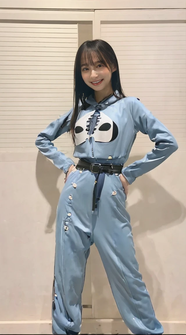 (8K、RAW Photos、Highest quality、masterpiece:1.2)、(Realistic、Photorealistic)、1 Girl、((naked、Wet body、Wet Hair、I can see your feet、Stand with hands on hips、shower room、belt、Big Breasts、こちらを向いてsmile、Stand with your feet apart、、Lots of eyelashes、Add shine to your eyelids、skeletally correct、smile、Stand with hands on hips、