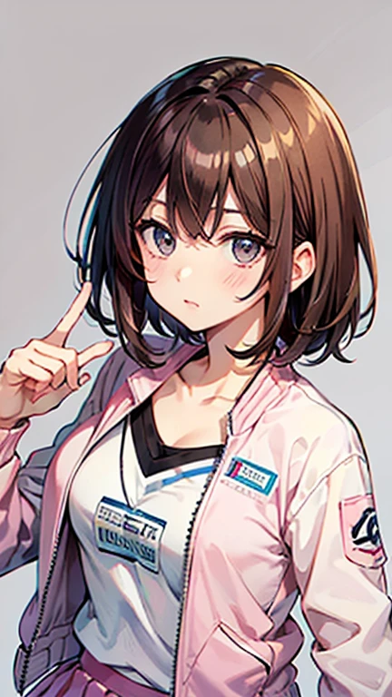 NishizumiMaho,Kinuyo Nishi,
One Woman,
(Brown Hair:1.5),
(Semi-short hair,)
Late 20s,Natural skin texture,Narrow waist,White skin,
Japanese Gal,Brilliant,
((((Pink jacket)))),
(((Pink Skirt))),
((ID photo:1.8)),
(Plain grey background:1.6),
expression(Straight face),
Natural depiction,
Beautiful depiction,
Shiny eyes,
Healthy Body,
Natural hairstyle,
Natural body contours,
Natural facial contours,
(Five fingers)Absolute depiction,Symmetrical fingers,
Two arms,
Two legs,
Sharp eyelid depiction,
Symmetrical eyes,Symmetrical eyes,
Keep the subject in the center,Expand the upper body,
Beautiful image quality,
Delicate shades,
4K,Very detailed,
Delicate light adjustment,
Delicate contour drawing,