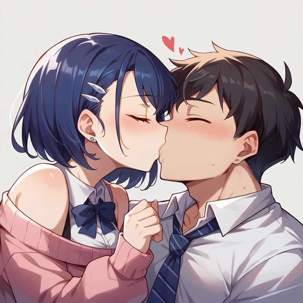 score_9, score_8_up, 1girl, suki, 1boy, sokka, together, in love, kissing