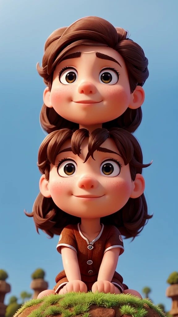 Close up shot of someone sitting on top of a giants head