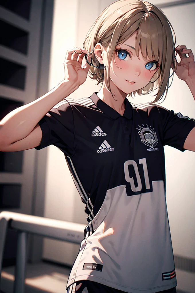 A woman wearing the Germany football EM away jersey of 2024