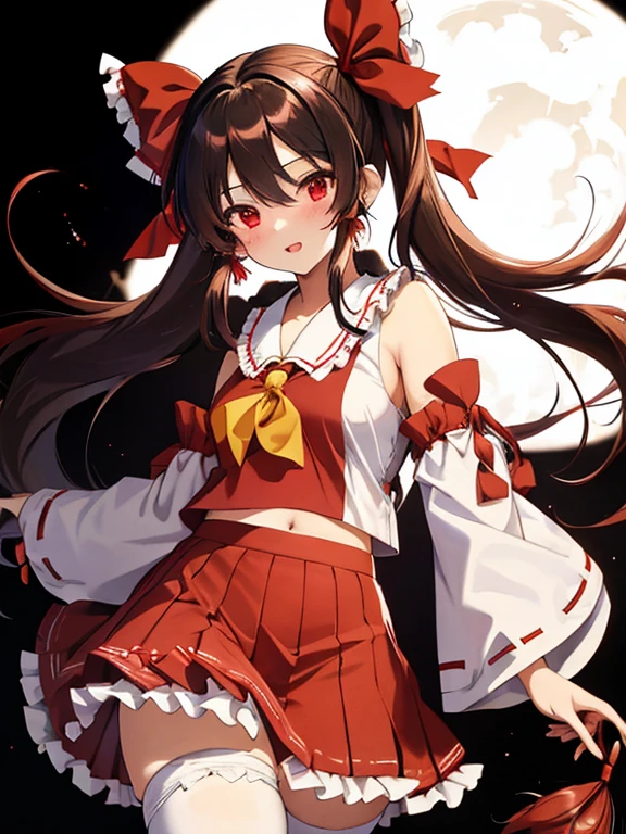 Twin tails, Reimu Hakurei, (masterpiece), highest quality, 1girl, uhd, retina, masterpiece, ccurate, anatomically correct, textured skin, super detail, high details, high quality, best quality, highres, 4K