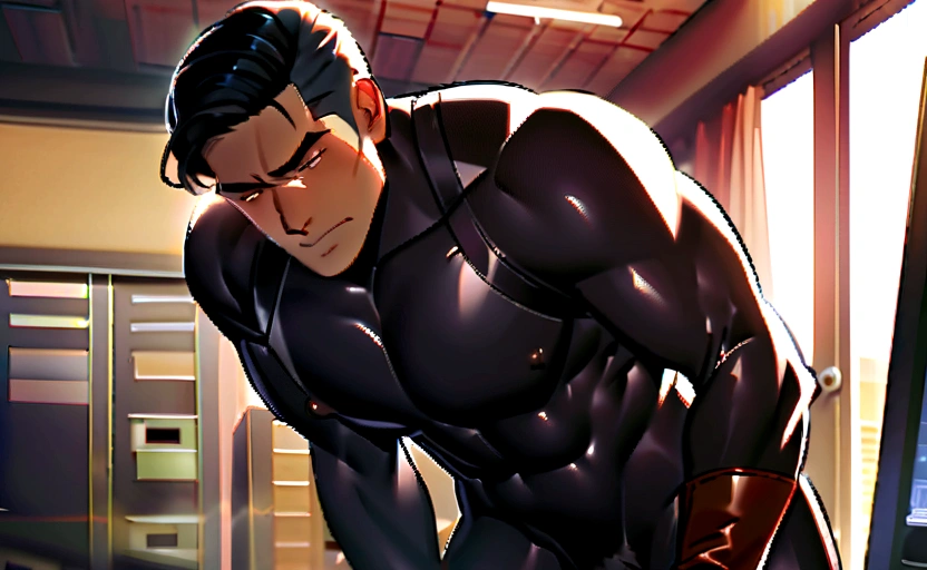 Don't be shy BL back hug high quality high quality high quality real penis handsome two men in love 20years old,a daddy,tight black tight suit,in the office,muscle, gay ,black hair,asia face,masculine,,handsome,sex,leather gloves,lecherous dad,look straight ahead,Dad is erection