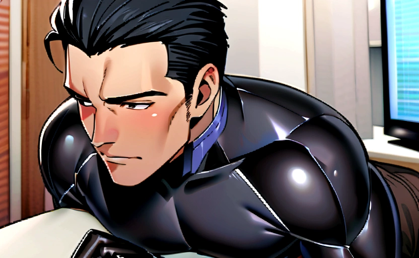 Don't be shy BL back hug high quality high quality high quality real penis handsome two men in love 20years old,a daddy,tight black tight suit,in the office,muscle, gay ,black hair,asia face,masculine,,handsome,sex,leather gloves,lecherous dad,look straight ahead,Dad is erection