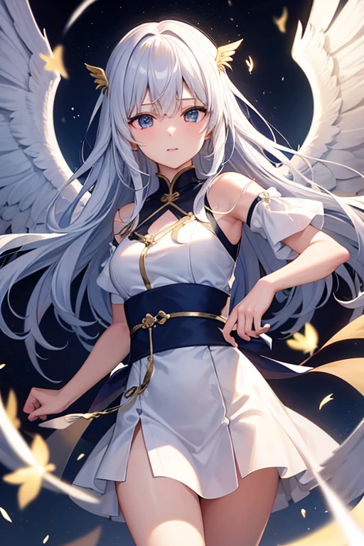Angel], Sudden Approach, Motion blur for explosive acceleration, Combat Flight Mode, Fly high with beautifully detailed wings, Clear and pure eyes, View your viewers, god聖な弓を掲げて視聴者に狙いを定めましょう., god々pure white, The shine of pure gold, Dynamic Shot,